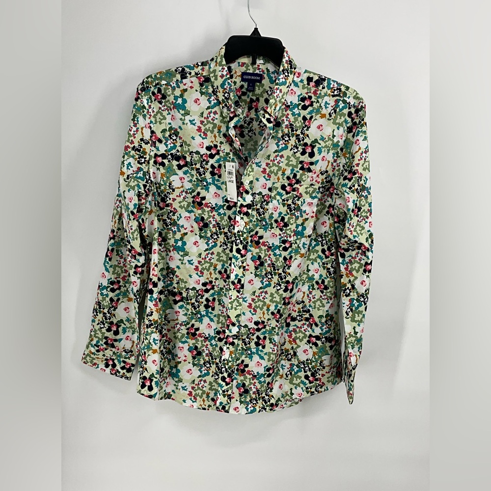 NWT Club Room Multicolor Floral Button Down Shirt L